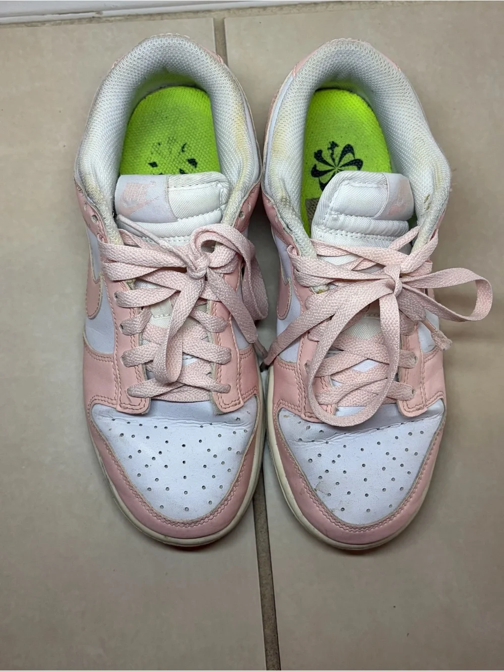 Nike Kids Pink and White Low-Top Sneakers